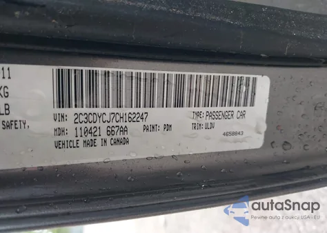 2012 Dodge Challenger Srt-8 z USA, uszkodzony, nr VIN 2C3CDYCJ7CH162247